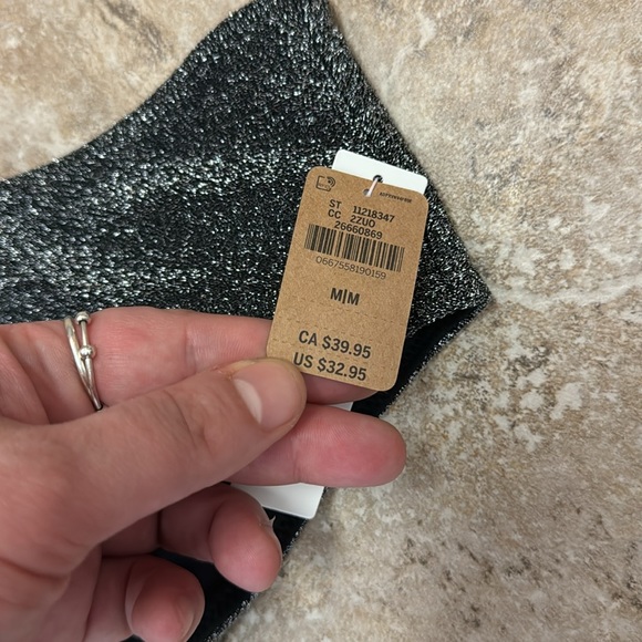 NWT Pink Victorias Secret black silver metallic high rise bikini swim bottoms M - Picture 5 of 8